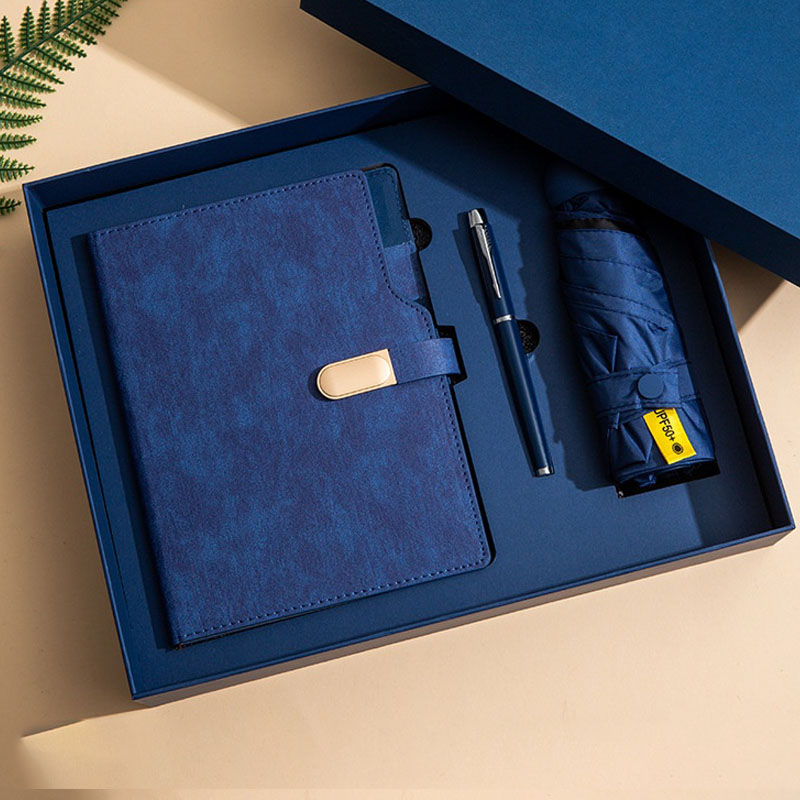 Promotional Luxury Gifts Items Notebook Business Gift Thermos Cup Customizable Note Book Gift Set With Pen and Umbrella