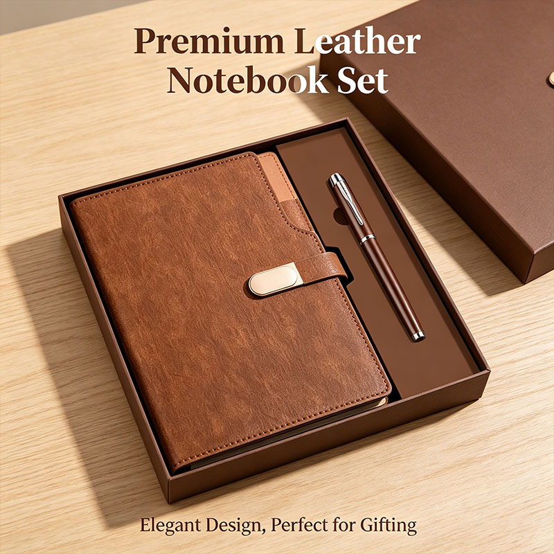 Personalized Business Corporate Gifts Hardcover Pu Notebook with Rollerball Pen Anniversary Minimalist Custom Logo Gift Box Set