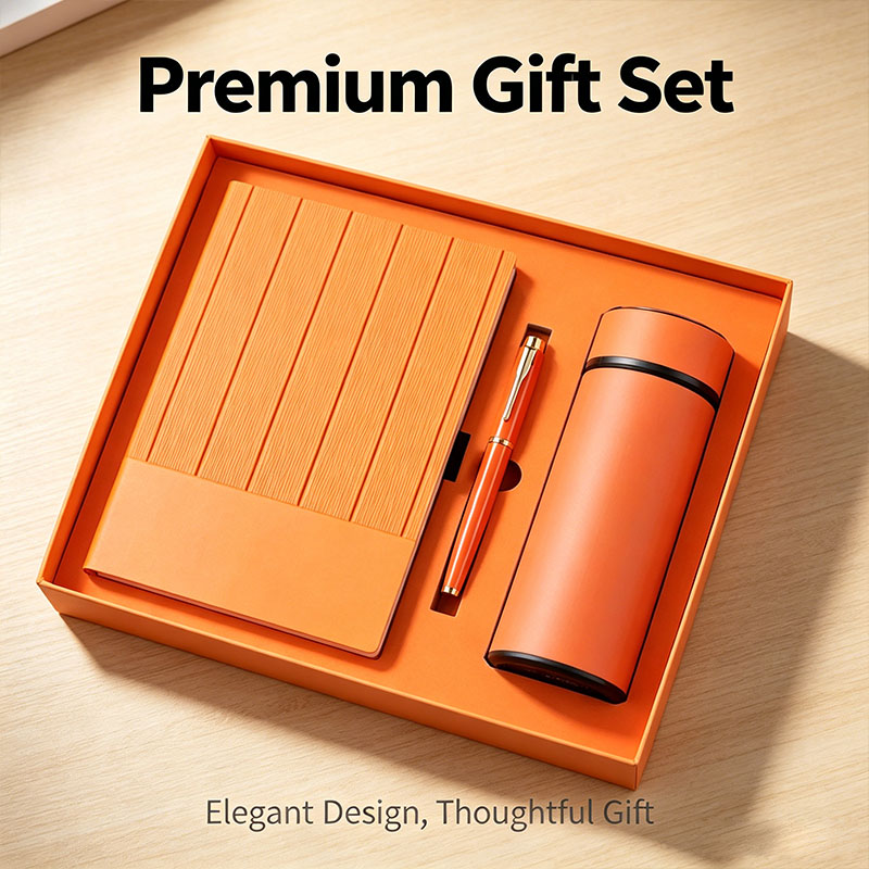 A5 Business Gift Set Customizable LED Display Cup Notebook Pen PU Leather Cover Hardcover Style Corporate Promotion Silk Screen