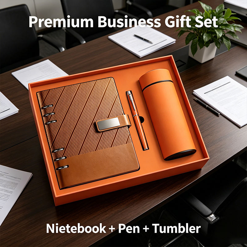 Corporate Gift Set Luxury Promotional Custom Logo Binder Pu Leather Notebook A5 With Pen With Water Bottle Business Gift Box