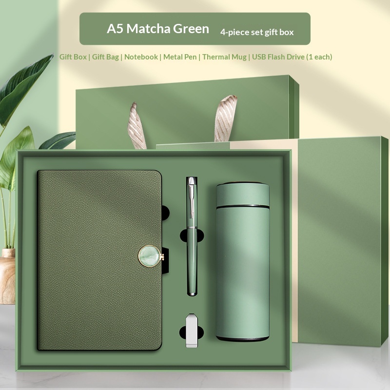 Chic Personalized 3-in-1 Classic Notebook Pen Insulated Water Bottle Set for Christmas Holiday Giveaways Corporate Gift Set