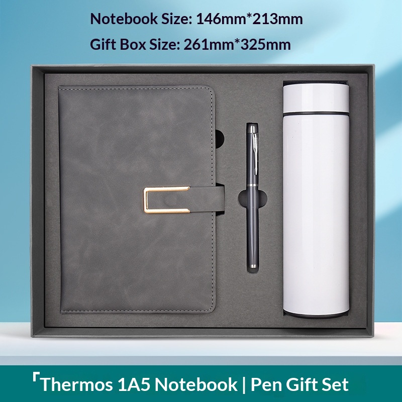 Deluxe Personalized 3-in-1 Classic Notebook Pen Insulated Water BottleSet for Corporate Staff Onboarding Business Gift Set