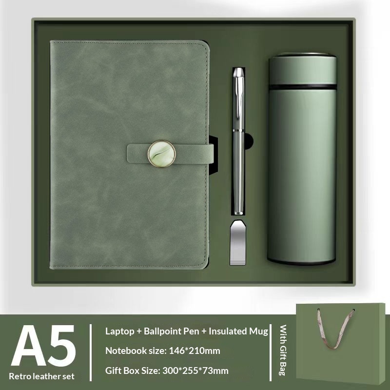 High-End Custom Logo 3-in-1 Sleek Notebook Pen Vacuum Insulated Bottle Set for Corporate Staff Onboarding Luxury Gift Box Set