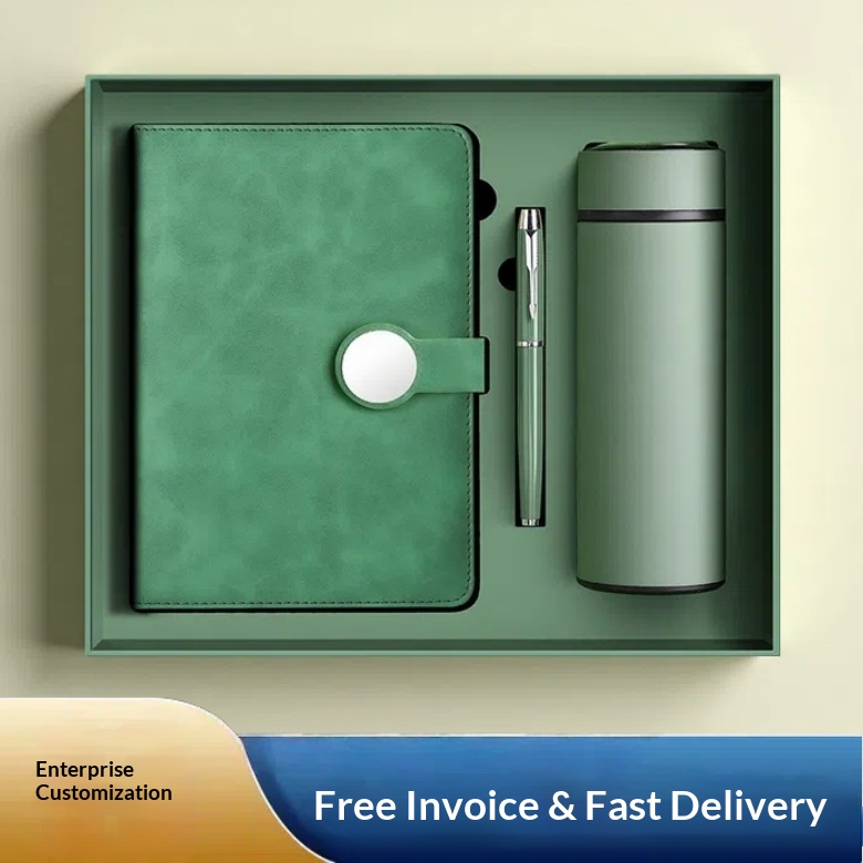 Sophisticated Personalized 3-in-1 Custom Notebook Ballpoint PenVacuum Bottle Set for Office Welcome Package Corporate Gift Set