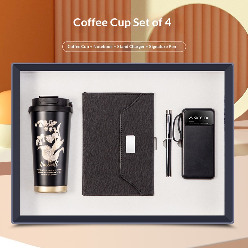 Corporate Custom Logo 4pcs Leather Notebook Metal Pen Water FlaskExecutive Set for Client Promotional Gift Corporate Gift Set