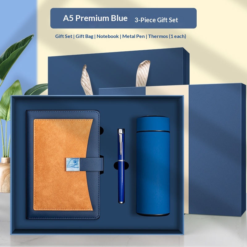 Professional Custom Logo 3-in-1 Custom Notebook Ballpoint Pen Vacuum Bottle Set for High School Graduates Business Gift Set