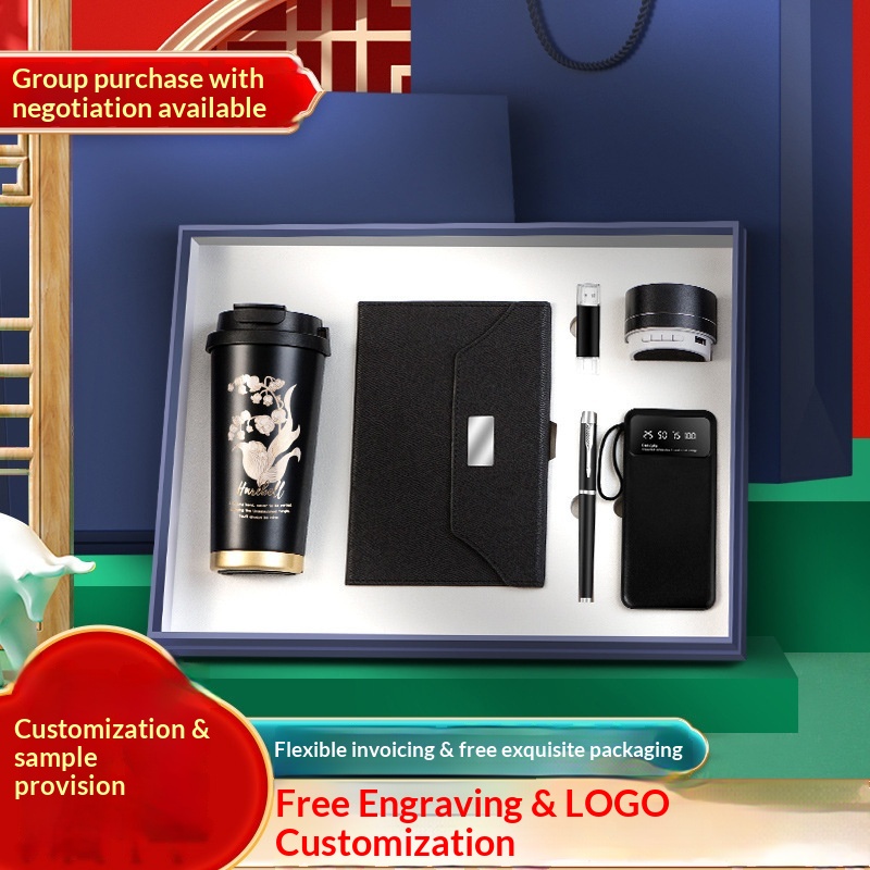 High-End Custom Logo  Modern Notebook Pen Sports VacuumWater Bottle Set for Office Welcome Package Promotional Gift Set