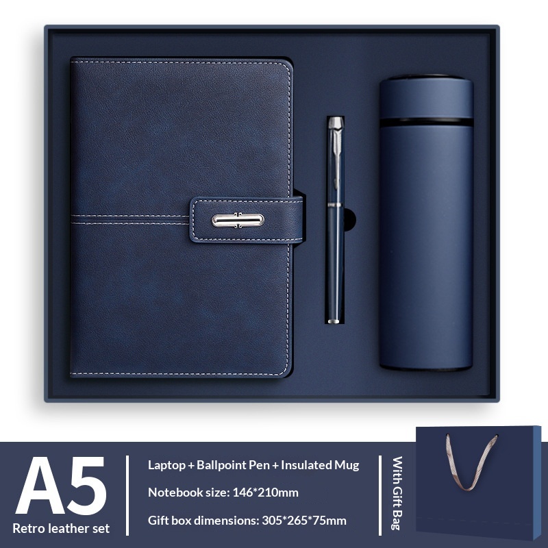 Deluxe Personalized 3pcs Custom Leather Notebook Stylus PenThermal Mug Set for Executive Business Gift Promotional Gift Set
