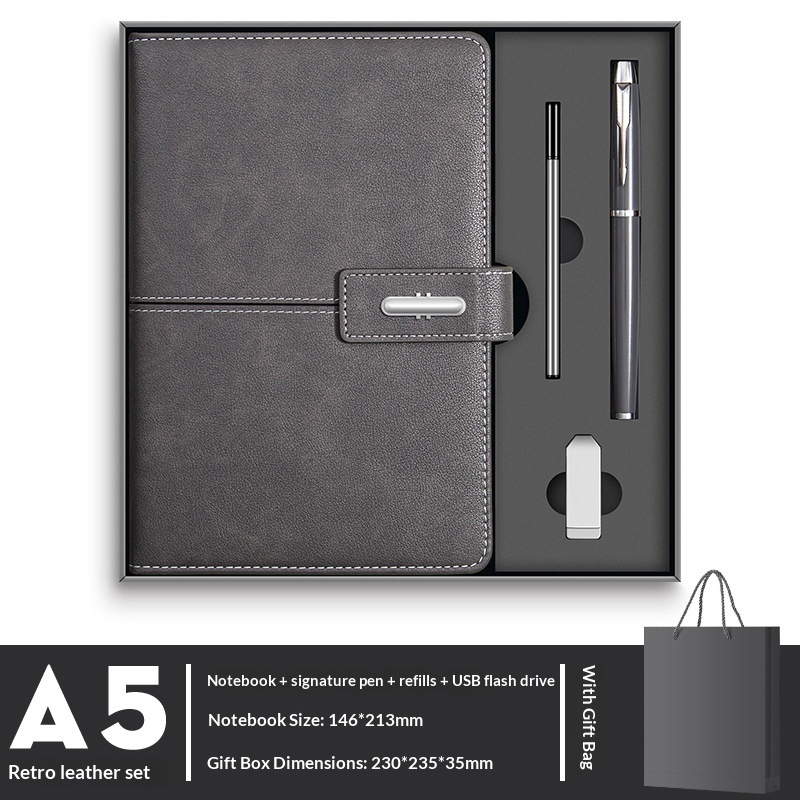 Chic Personalized 4 In1 Custom USB Drive Notebook Ballpoint Pen Vacuum BottleSet for Corporate Onboarding Executive Gift Set
