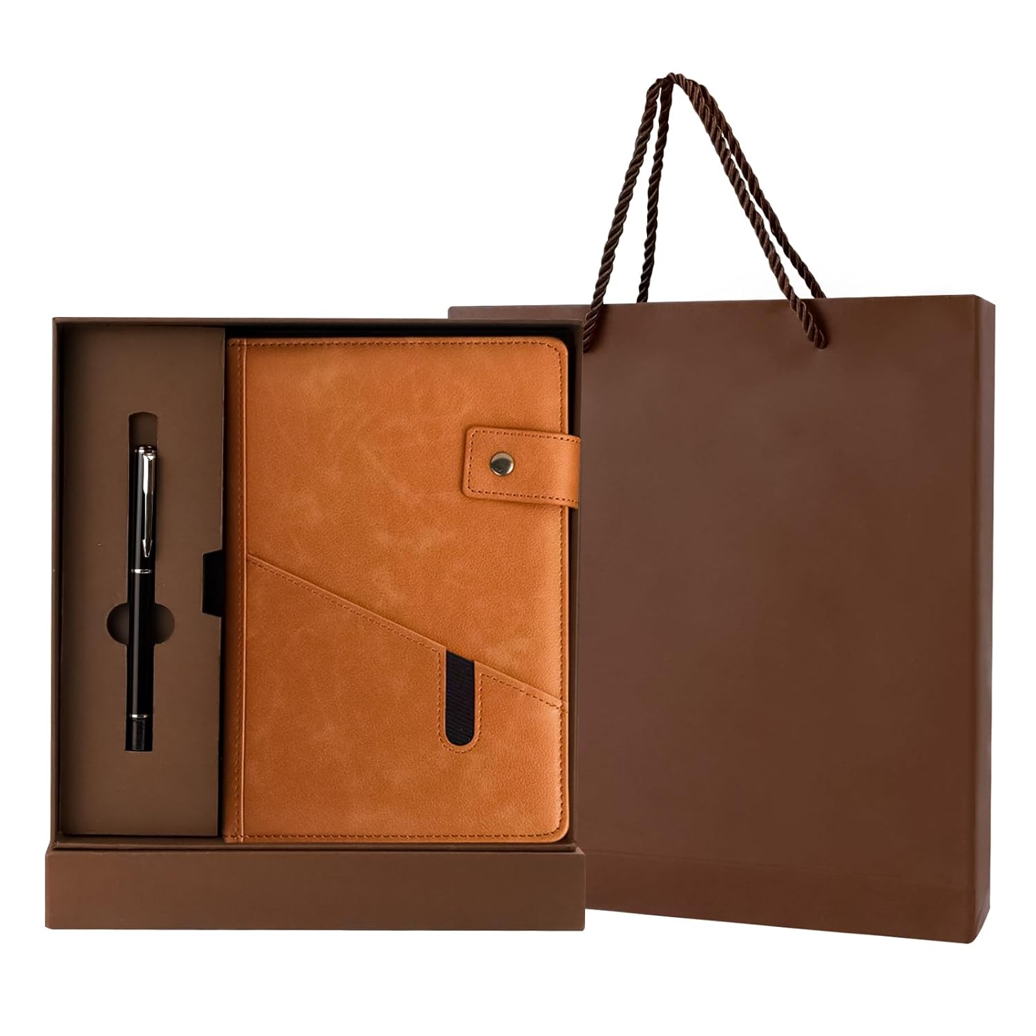 Personalized Travel Journals Classic Business Gift Box Bag Set A5 Lined Leather Journal Notebook with Pen Set for Christmas