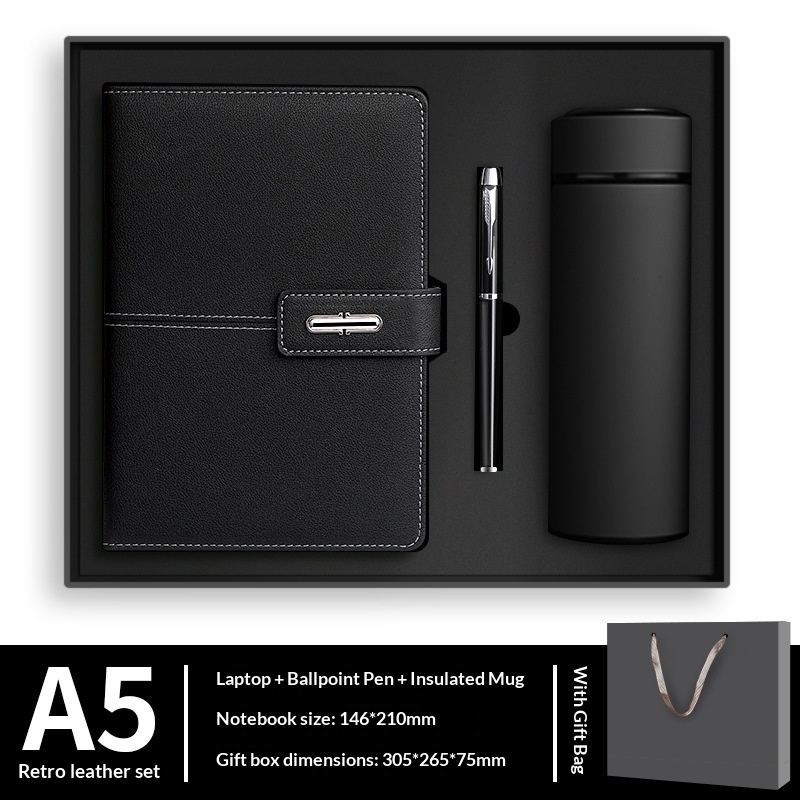 Deluxe Personalized 3pcs Custom Leather Notebook Stylus PenThermal Mug Set for Executive Business Gift Promotional Gift Set