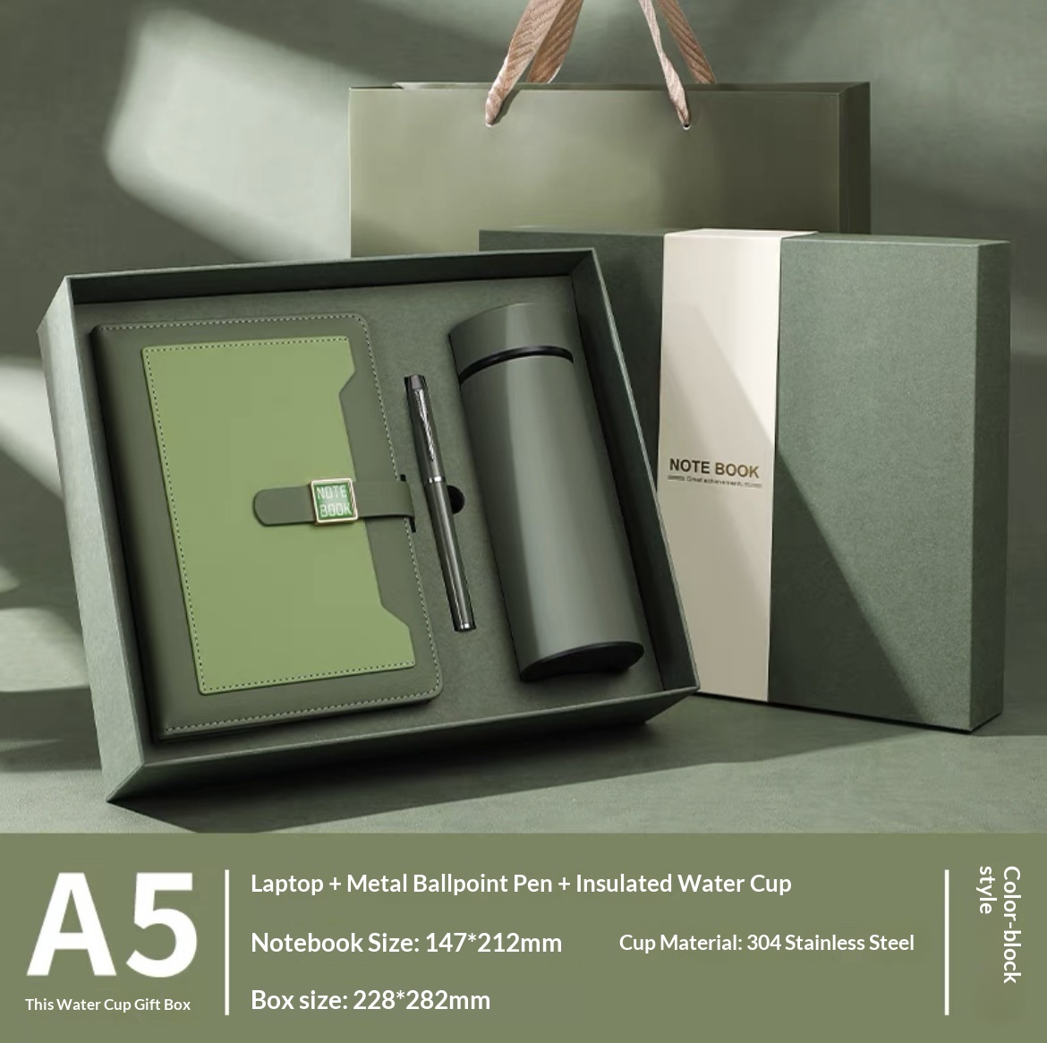 Elegant Custom Logo 3-in-1 Executive Notebook Pen Drinking WaterBottle Set for Office Welcome Package Corporate Gift Set