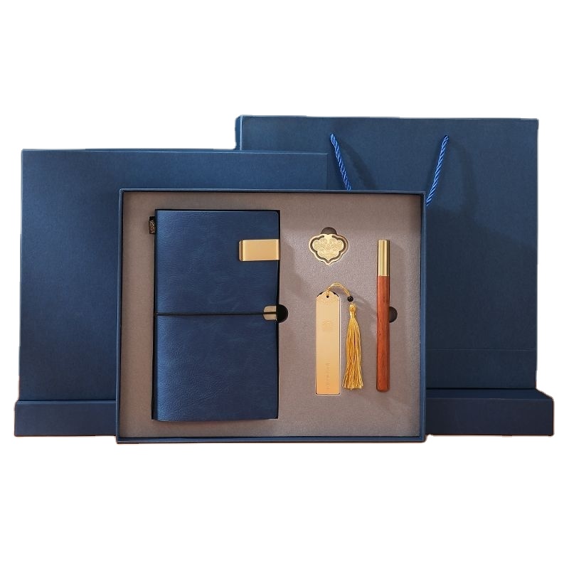 Elegant Custom Logo 4pcs Notebook Pen Bookmark Gift Set for Meeting Event Giveaways Luxury Gift Box Set