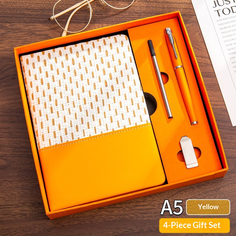 Hot Sale Personalized PU Leather A5  Notebook Pen USB Drive  Set for Corporate  Promotional Gift Set