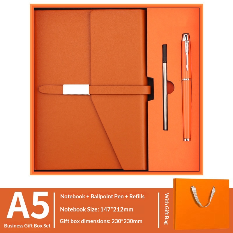 Chic Personalized  Leather Notebook Pen Refill  Set for Office Welcome Package Luxury Gift Box Set for Business