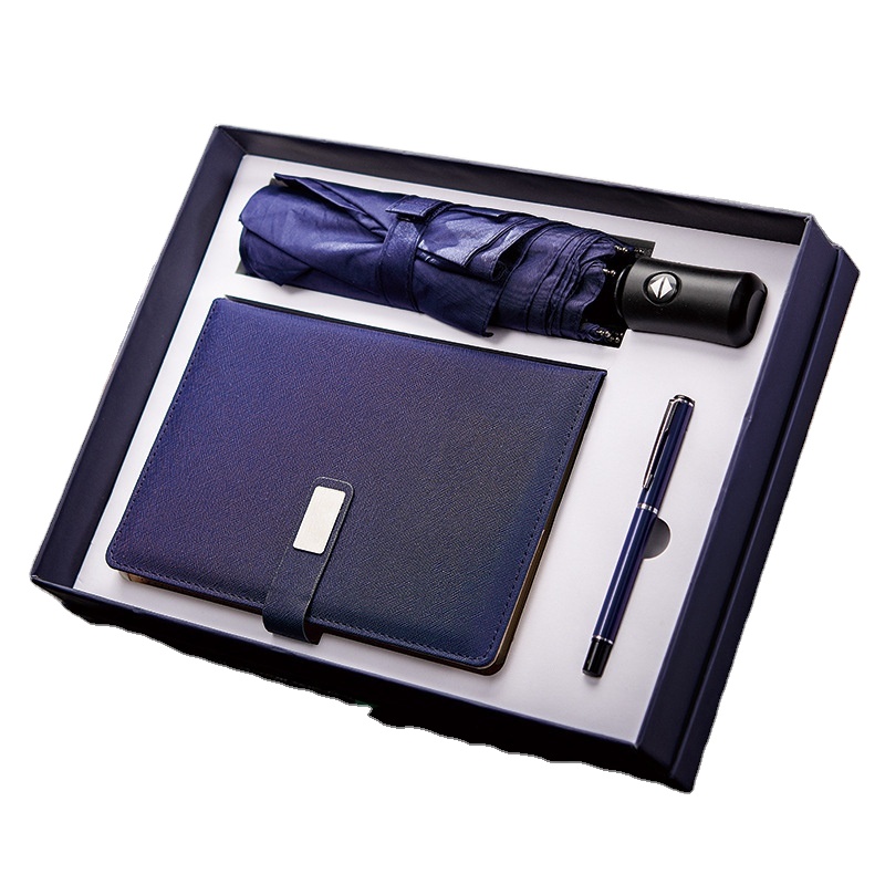 Elegant Personalized 3pcs Luxury Notebook Signature Pen Umbrella Set for Corporate Welcoming Gifts Executive Gift Set