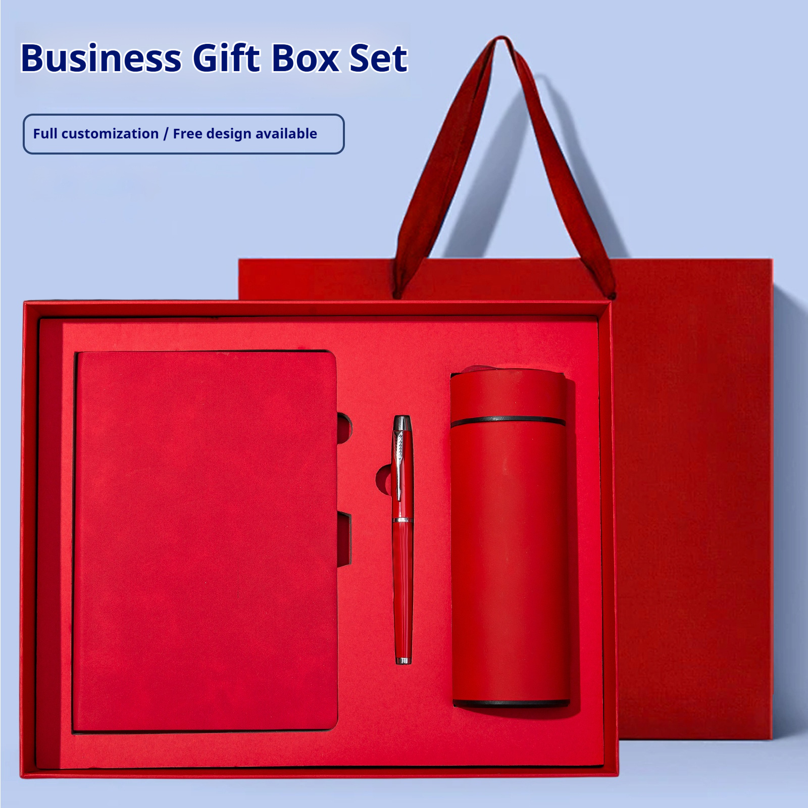 Fashionable Personalized 3pcs Custom Leather Notebook Pen Theromas Mug Set for Client Promotional Gift Luxury Gift Box Set