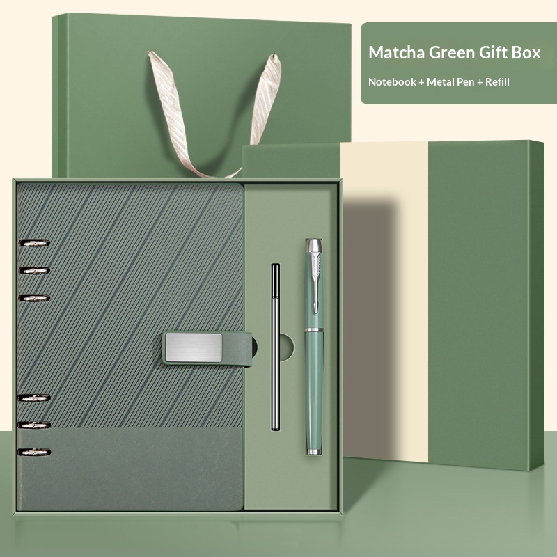 Deluxe Custom Logo Loose-leaf Card Holder  Notebook Pen  Gift Set for Employee Appreciation Executive Gift Set