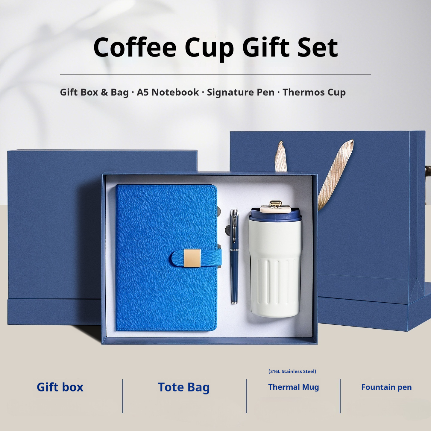 Corporate Custom Logo 3pcs High-Quality Notebook Pen Thermos Water Bottle Set for Meeting Event Giveaways Business Gift Set