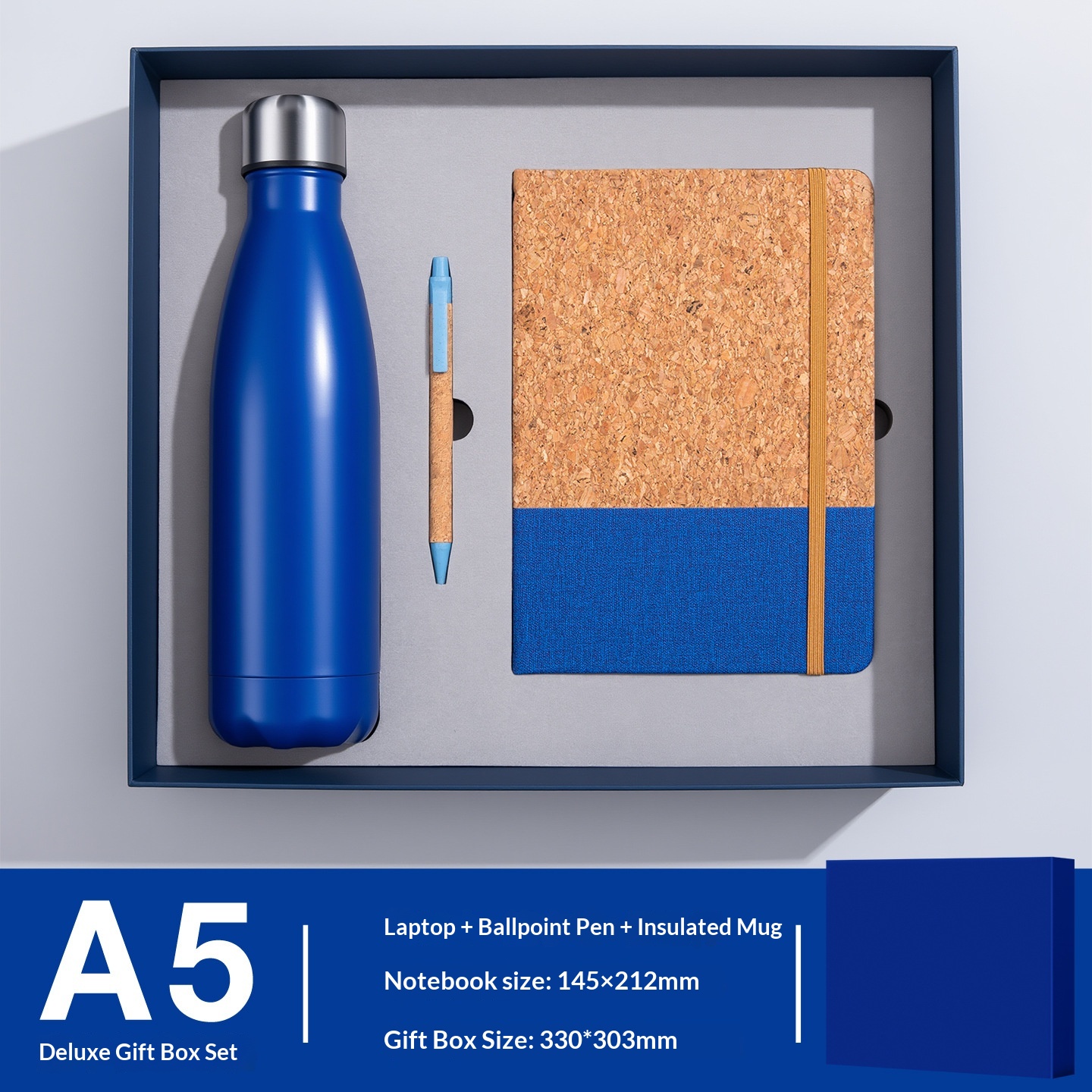 Elegant Custom Logo 5-in-1 Notebook Pen Water Bottle Set for Wedding Guest Souvenirs Executive Gift Set