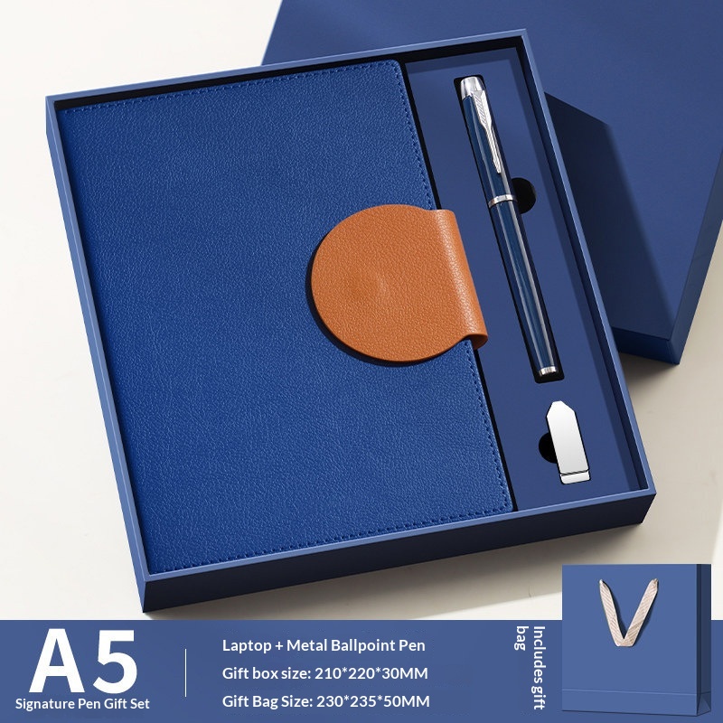 Deluxe Personalized 5pcs Notebook Pen USB Drive Gift Set for Customer Loyalty Programs Executive Gift Set