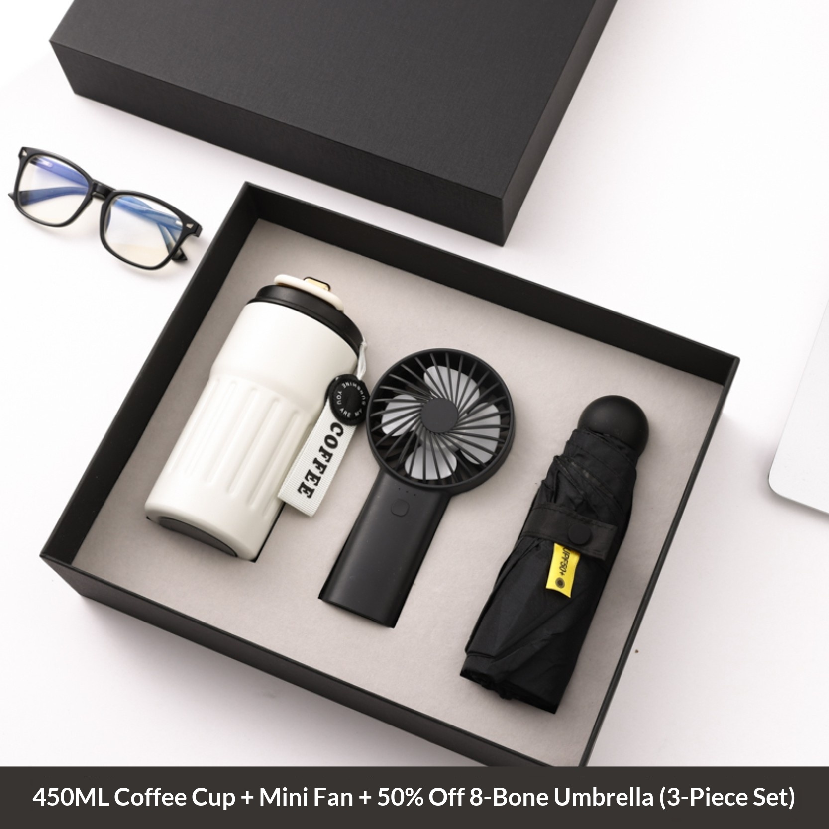 Special Anniversary Commemorative Gift Set Thermos Cup, Umbrella, Fan with Custom Logo