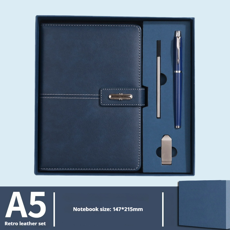 Corporate Personalized 3pcs Leather Notebook Metal Pen USB Pen Refill Executive Set for Employee Appreciation Corporate Gift Set