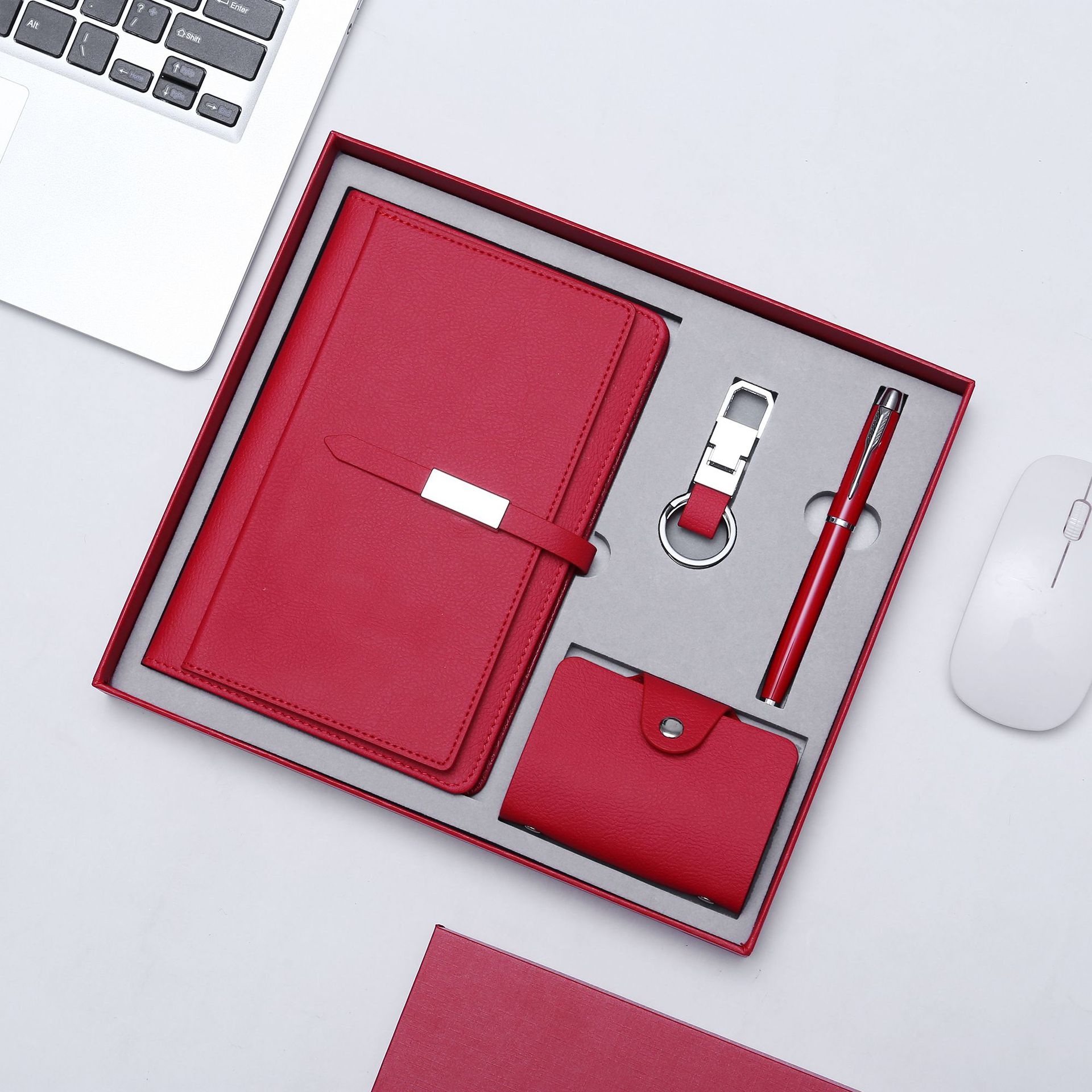 Premium Personalized Office Stationery Stainless Steel  Pen Keychein Card Holder  Executive Business Gift Set