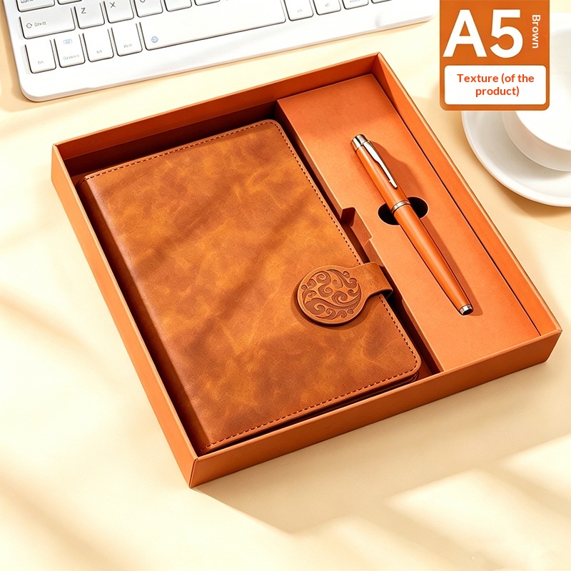 Elegant Personalized Office Stationery Stainless Steel Pen Signature Leather Notebook  Executive Business Gift Set