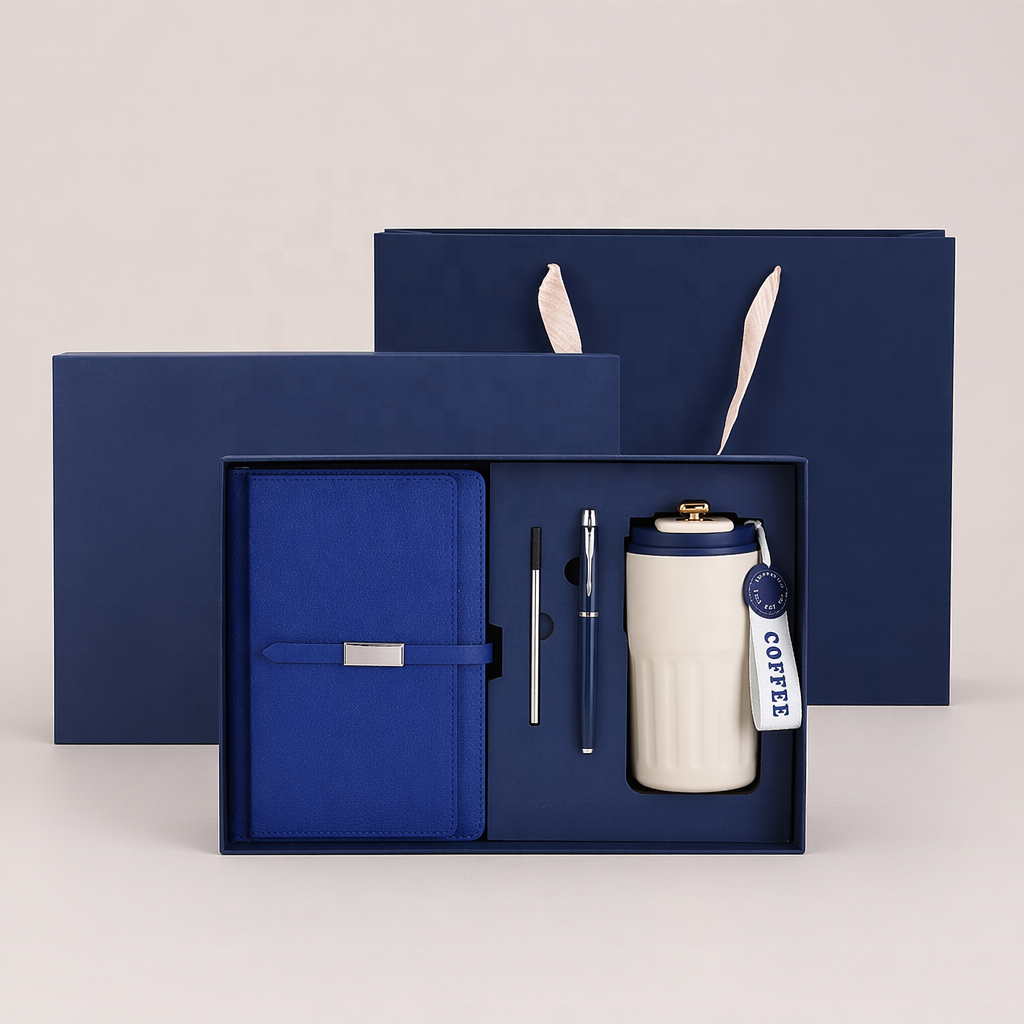 Multi-piece Versatile Business Gift Set 4 Pieces with Custom Logo Notebook Pen Coffee Cup