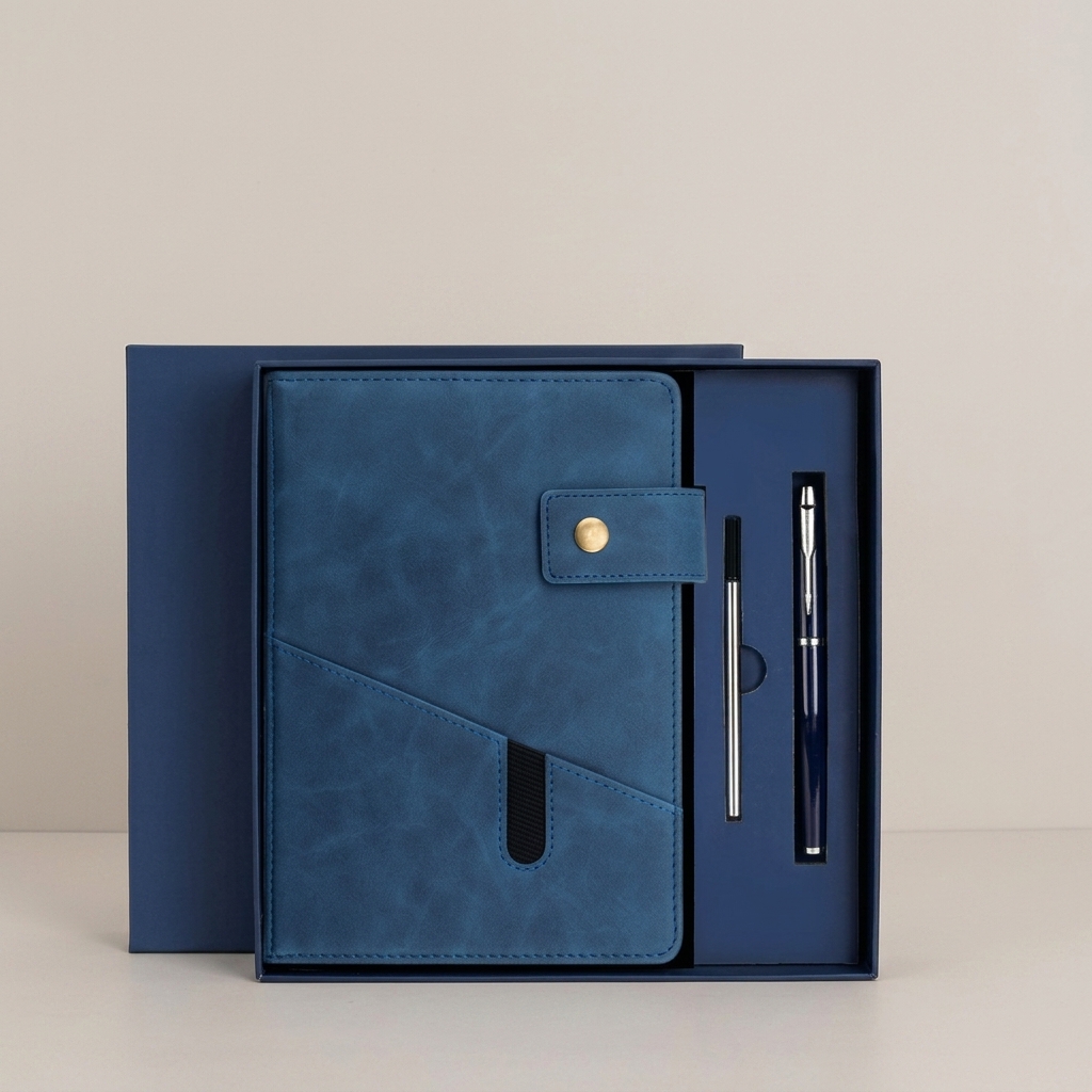 Souvenir Gift Items  A5 Lined Leather Journal Notebook Hardcover Journal Set with Pen and Gift Box Promotional Business Gifts