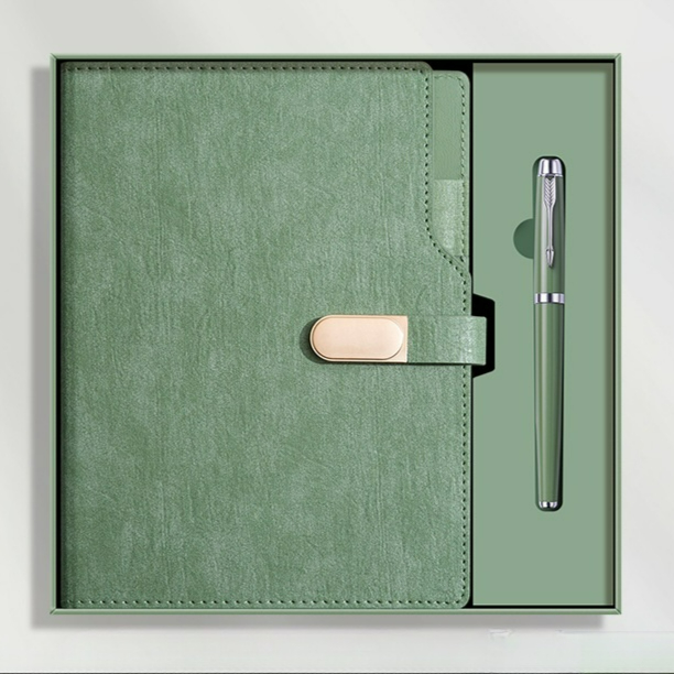 Modern Custom Logo 2-in-1 Leather Notebook and Pen Set for Office Welcome Package and Company Annual Meeting Gift Set