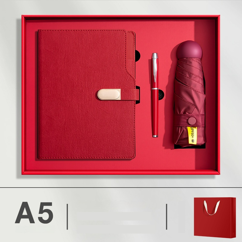 High-end Custom logo 3-in-1 Notebook Pen and Umbrella Set for Corporate Welcoming Gifts and Business Promotion Gift Sets