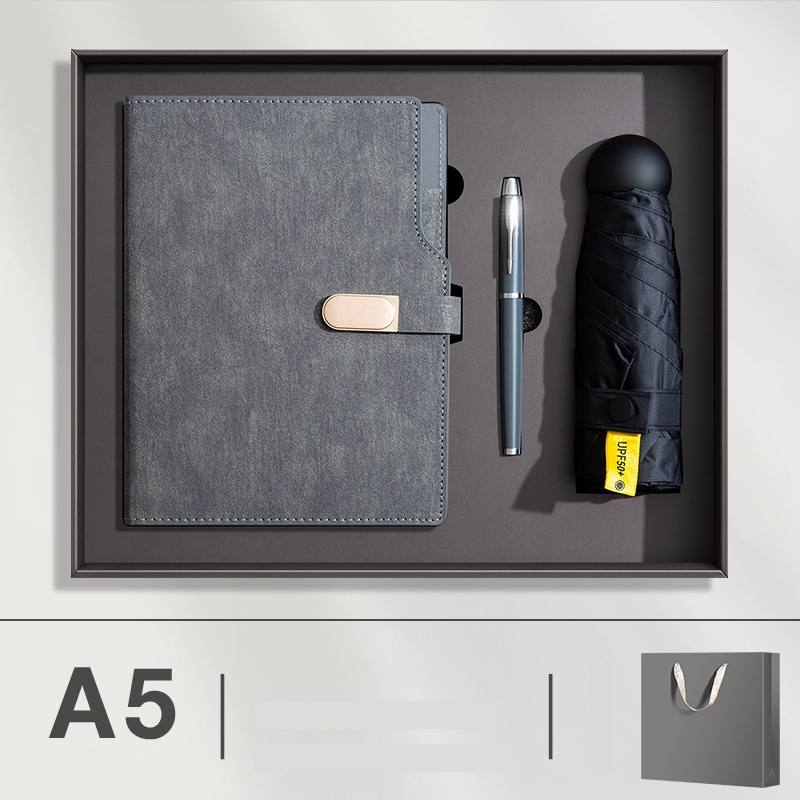 Stylish Custom Logo 3pcs Notebook with Pen and Umbrella Gift Set for Wedding Guest Souvenirs Promotional Gift Set