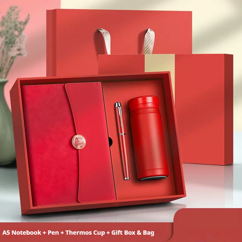 Luxury Custom Logo 3-in-1 Sleek Notebook Pen Vacuum Insulated BottleSet for Corporate Welcoming Gits Executive Gift Set