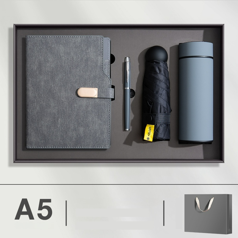 Ready to Ship Custom Logo Notebook Pen Vacuum Flask Umbrella  Drive Quick Lead Time Promotional Business Gift Set
