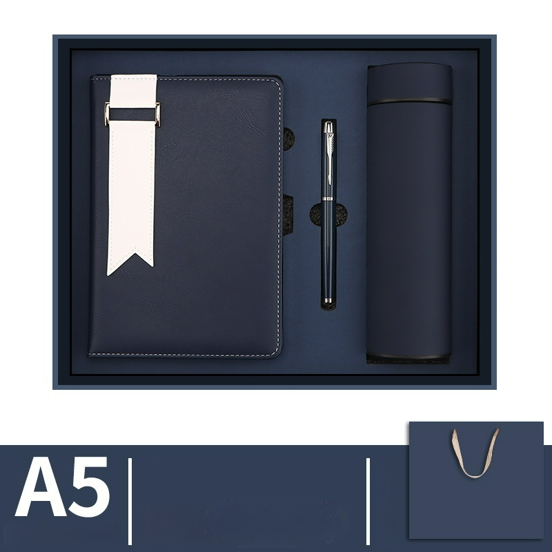Small Order Custom Logo A5 Leather Notebook with Pen and Vacuum Flask for Student Graduation Promotional Business Gift Set