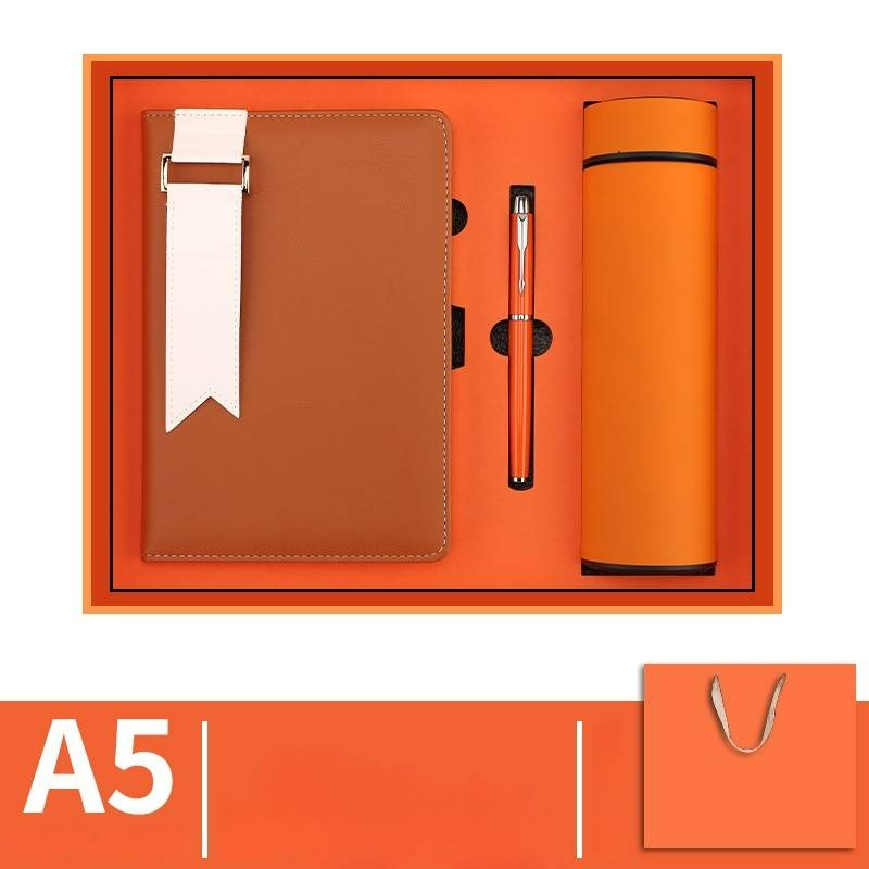 Fast Delivery Shipping A5 Leather Notebook with Pen and Water Bottle for Student Graduation Promotional Business Gift Set.