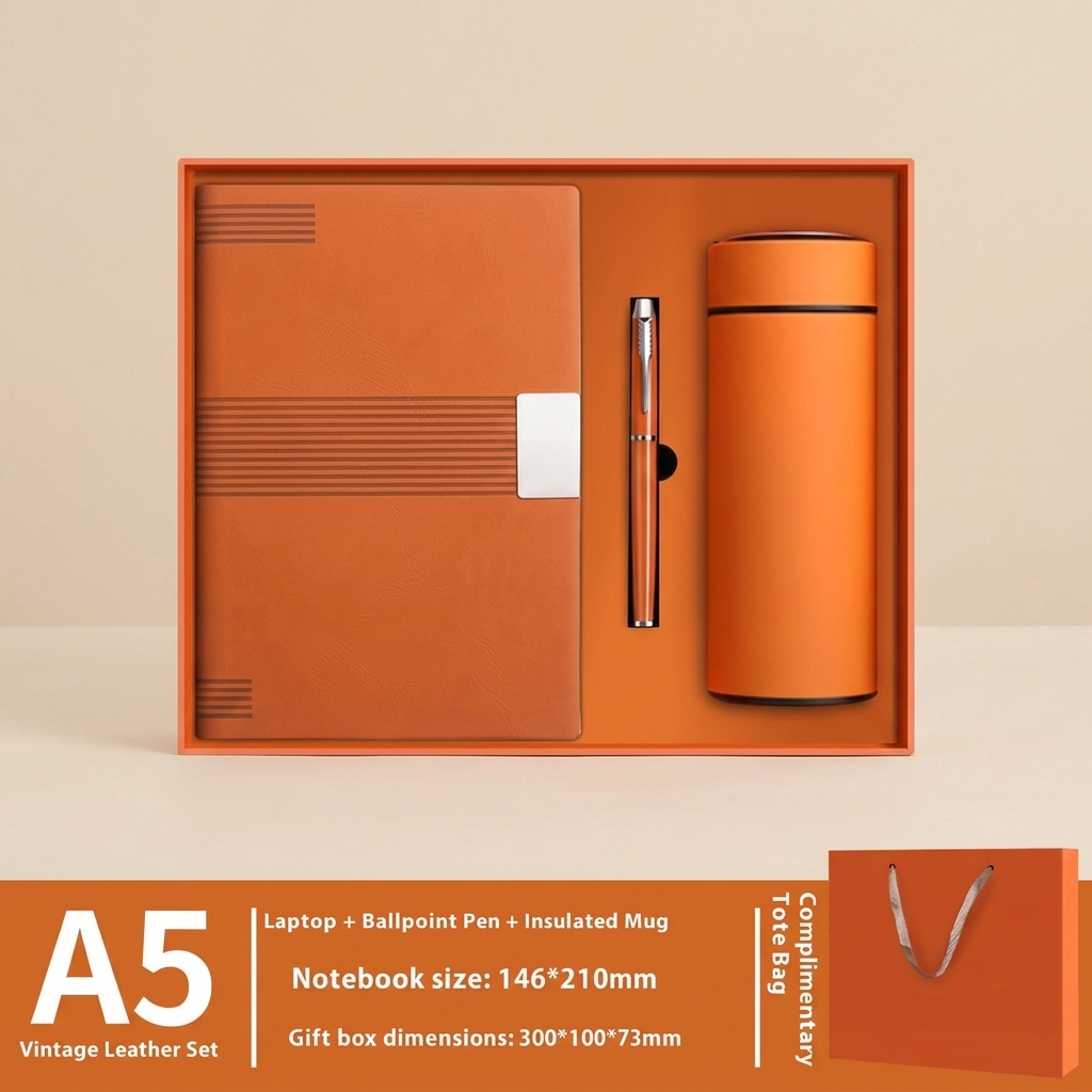 New Custom A5 Notebook Insulated Cup Gift Set for Business and Enterprises, with Customizable Logo.