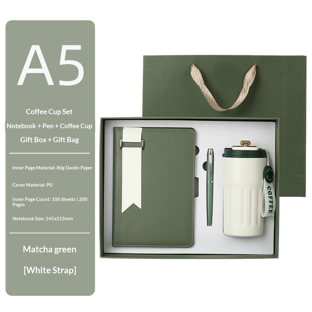 Signature Leather Notebook Metal Pen Vacuum Flask  Executive Custom Logo Business Gift Set