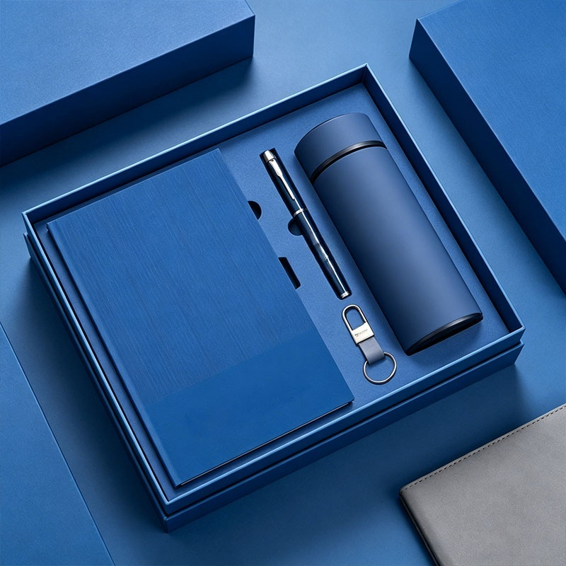 Cheap Value Corporate Branding Gift Set Notebook Pen Vacuum Flask Keychain