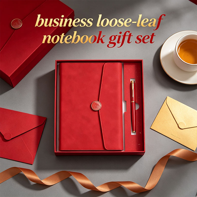 Loose-leaf Premium Luxury Gift Set A5 Softcover Diary Notebook With Pen for Promotional Event OEM Custom Logo