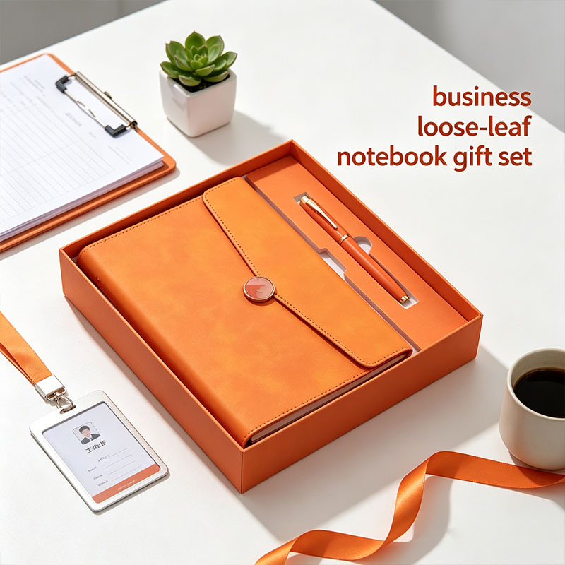 Corporate Gift Set A5 PU Notebook with Gold Trim Metal Pen for VIP Business Promotional Event Custom Client Branding
