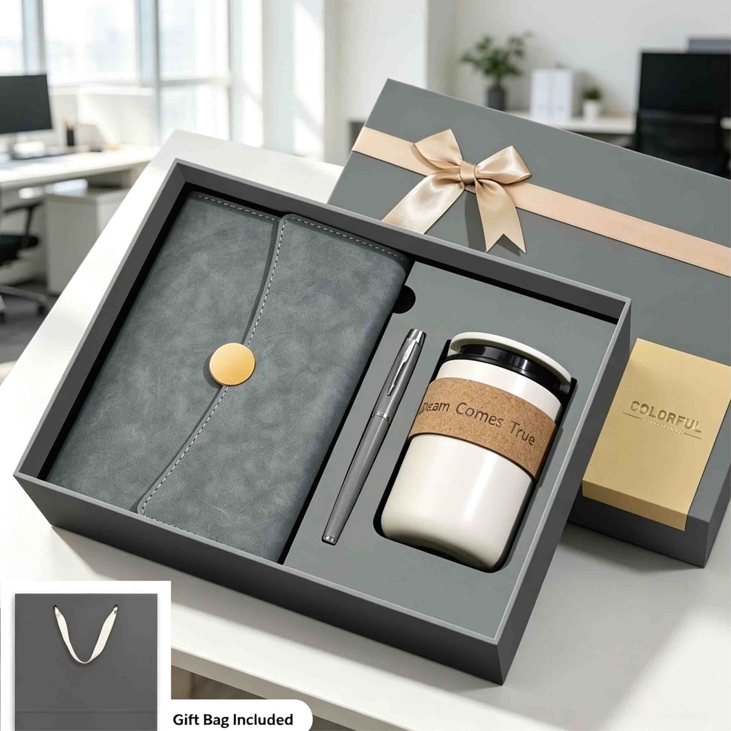 Executive Stationery Set A5 Ring Binder Notebook Matte Black Metal Pen Water Bottle Luxury Corporate Promotion Gift Set Embossed