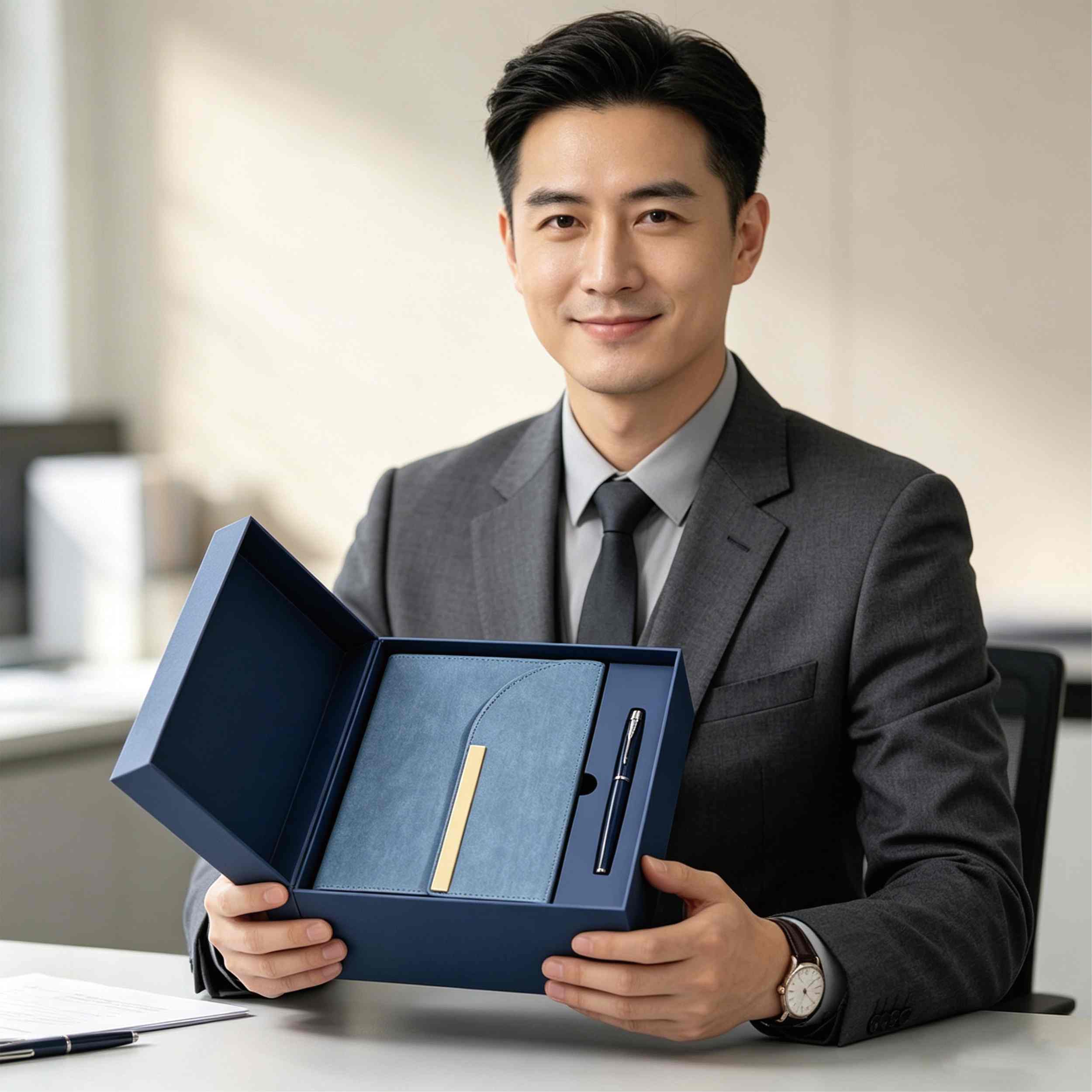 Notebook With Pen A5 Executive Notebook Metal Ballpoint Pen Corporate Custom Logo Personalized Employee Gift Box Set