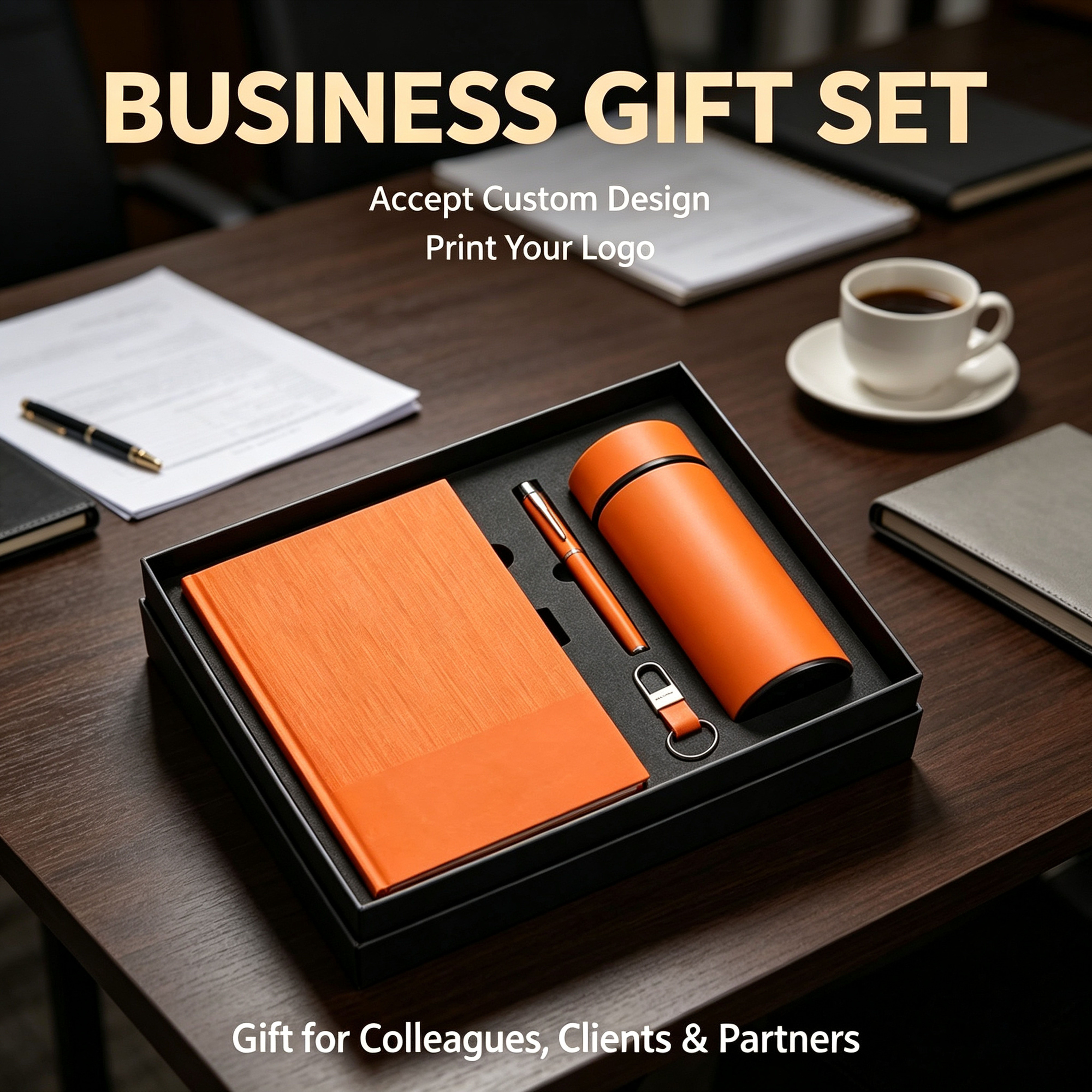 Wholesale Corporate Luxury Gift Set A5 Softcover Diary Notebook with Pen Water Bottle Keychain for Executive Welcome Custom Logo