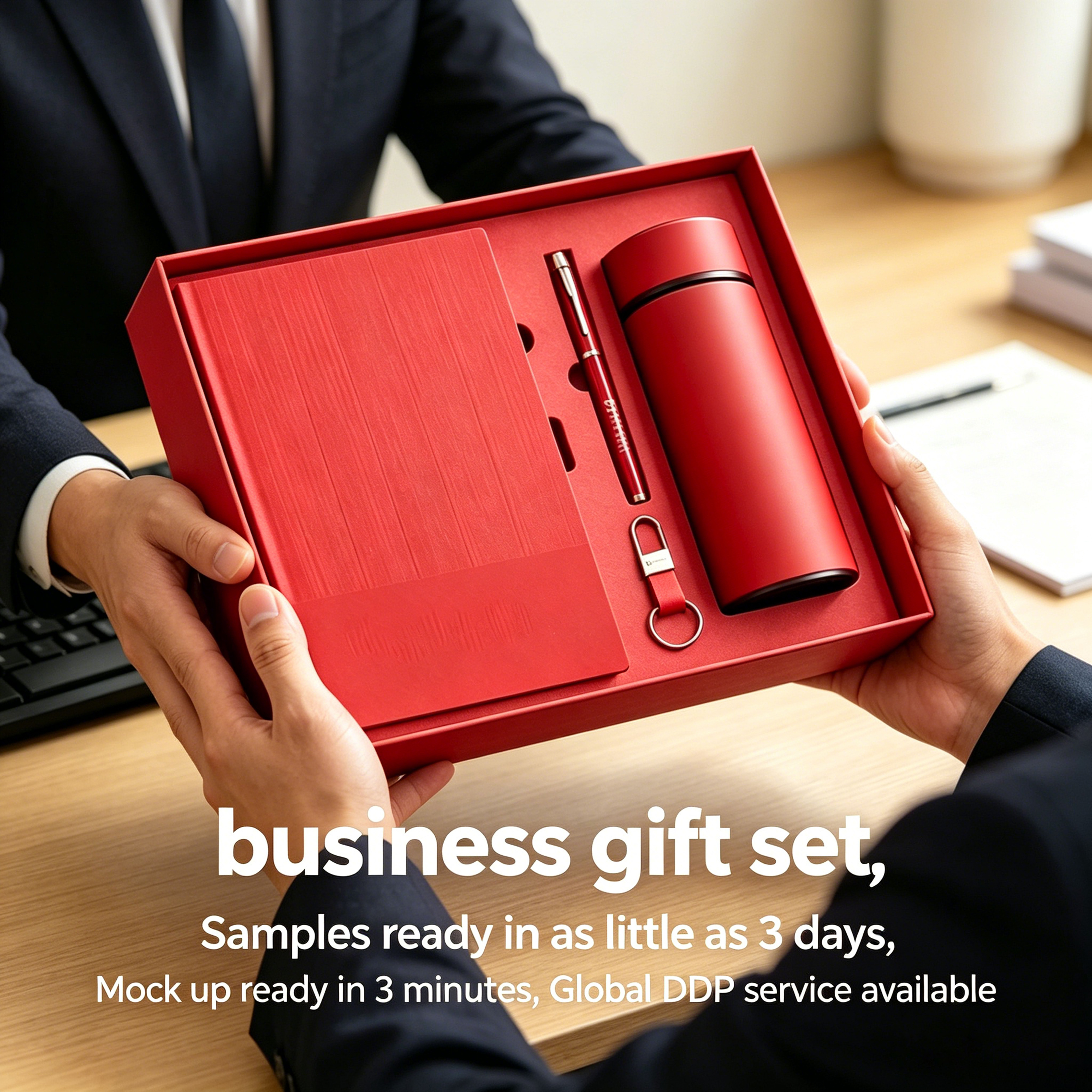Corporate Premium A5 Pu Notebook With Pen Water Bottle Keychain Promotional Business Gift Set for Conference Attendees OEM Logo