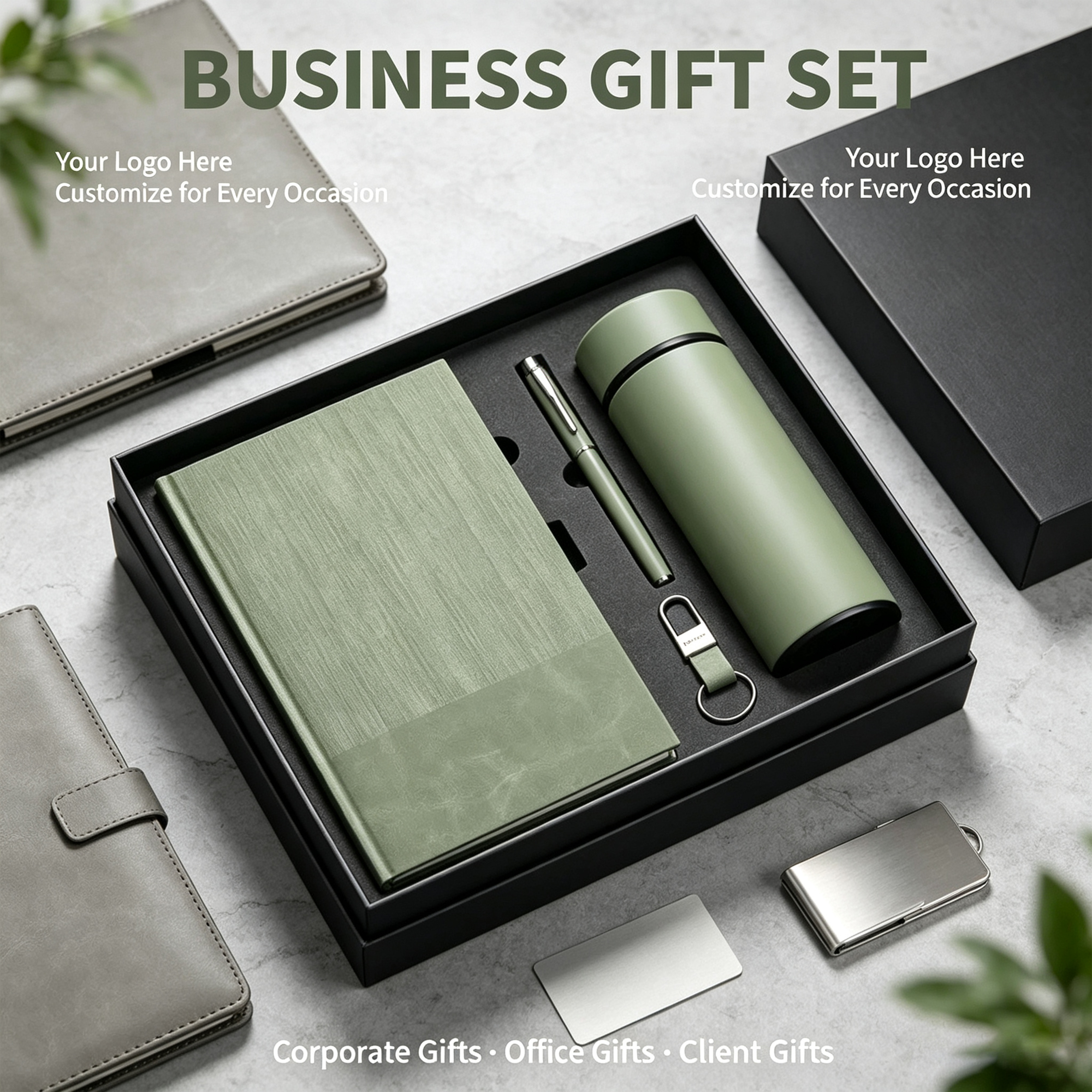 Premium Promotional Business Gifts A5 Hardcover Journal Notebook With Pen for Employee OEM Custom Logo Corporate Gift Set