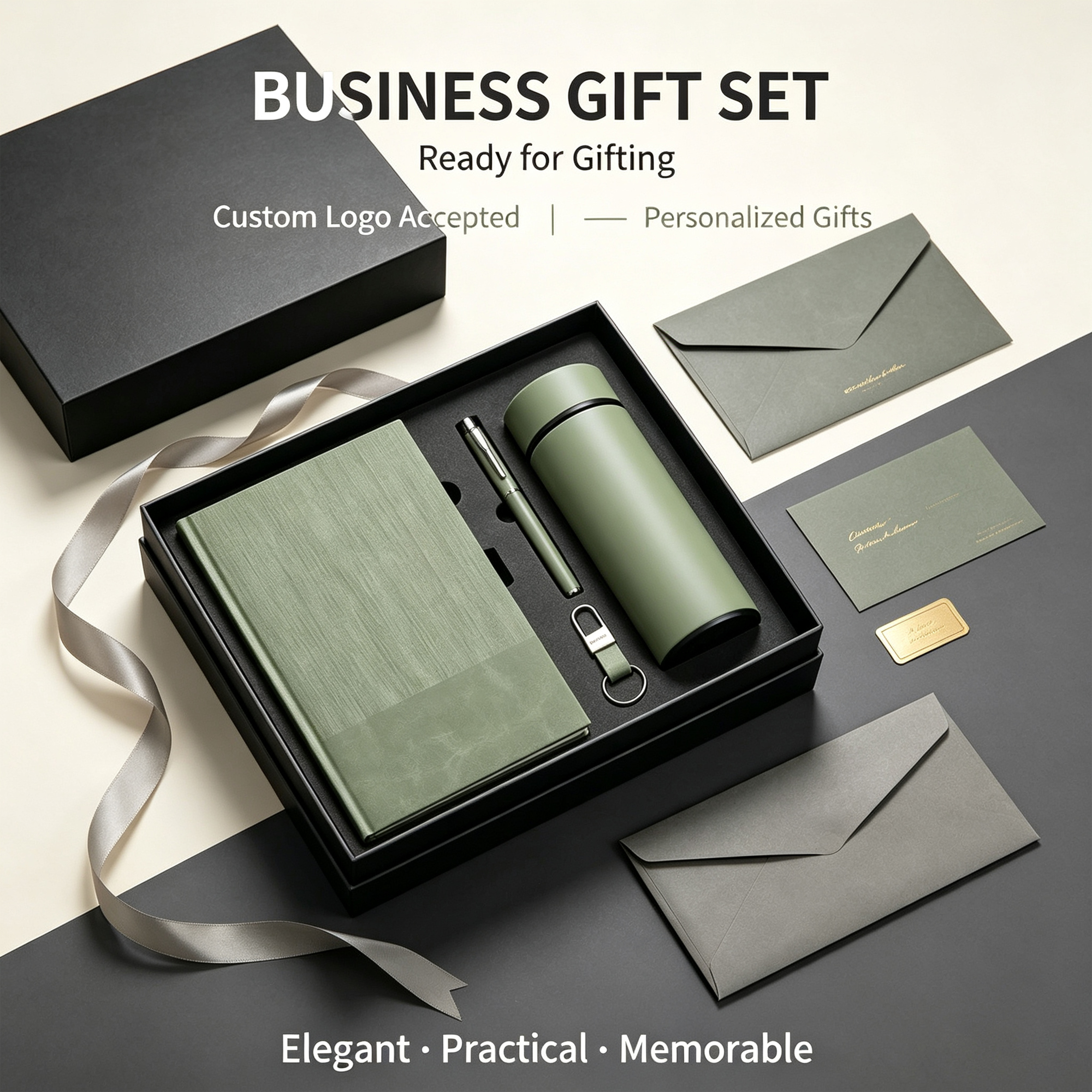 Business Giveaway Gift Set A5 Notebook Refillable Water Bottle PU Leather Silk Screen Printed Corporate Promotional Wholesale