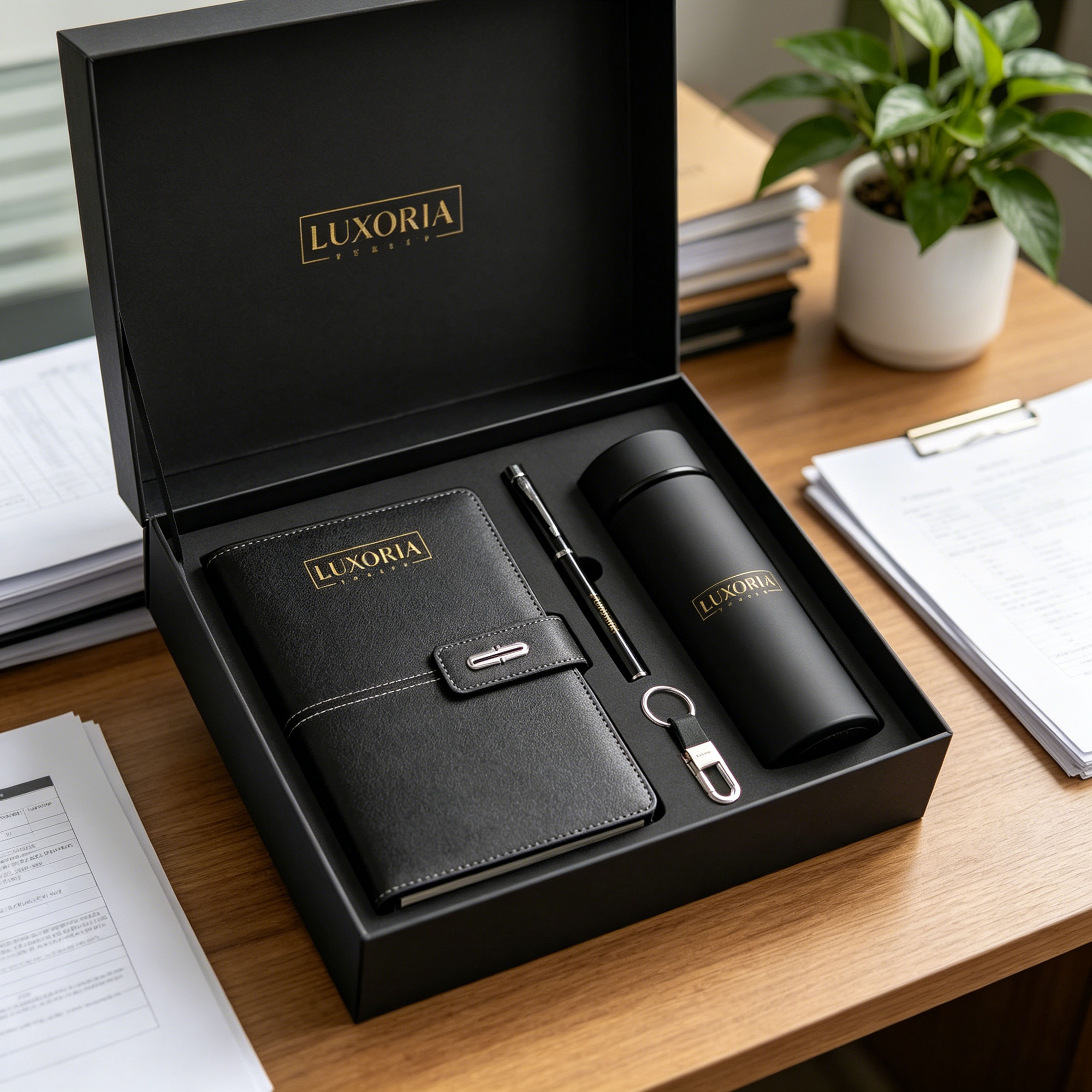 Business A5 PU Otebook with Pen Stainless Steel Tumbler for Trade Show Custom Executive Stationery Set Corporate Gift Set